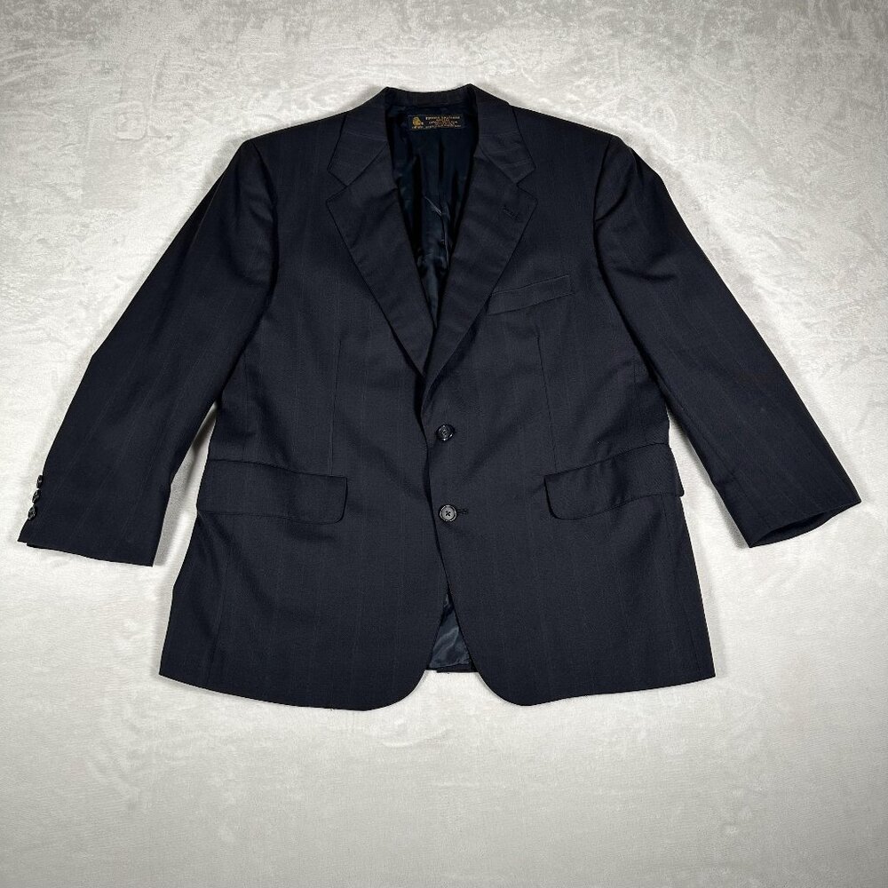 Brooks Brothers Makers Blazer Men Size 42 Black Striped 100% Wool Made USA GUC - Picture 1 of 8